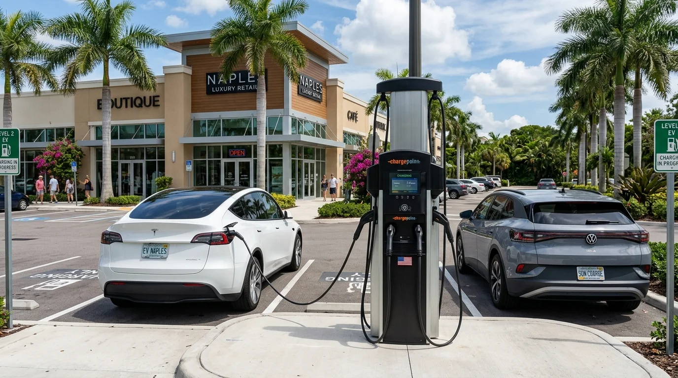 Commercial EV Charging Station Pedestal in Naples FL