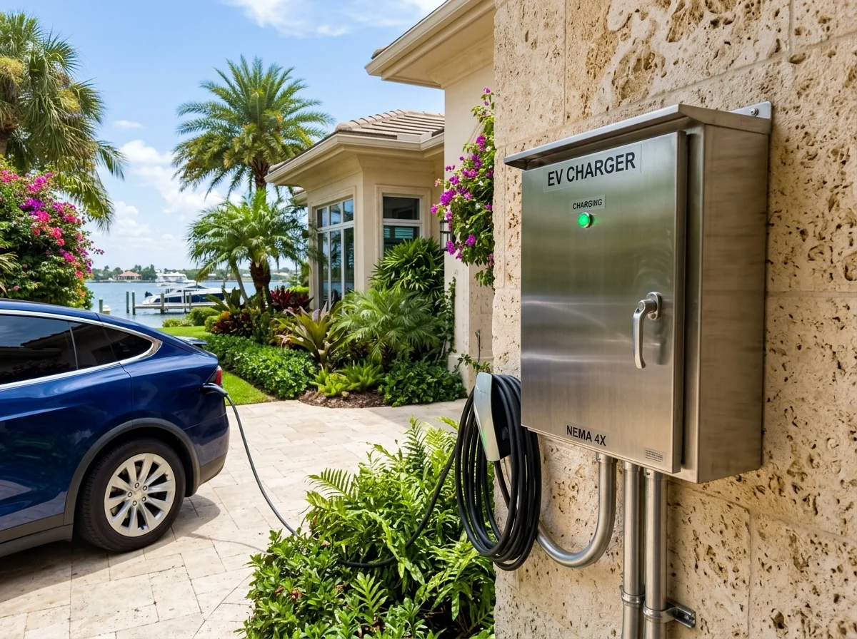 NEMA 4X Outdoor Salt Air Weatherproof EV Charger Enclosure in Naples FL